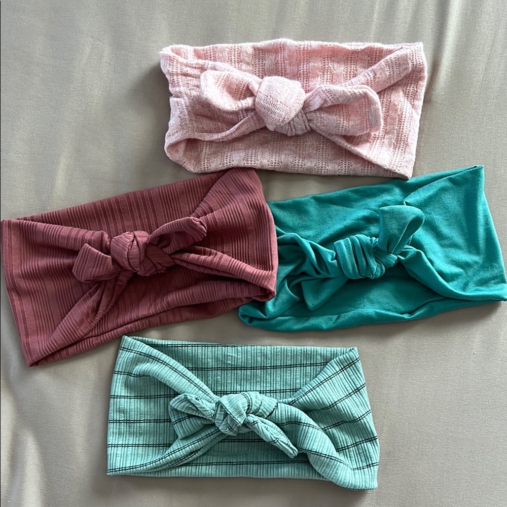 Comfy Knotted Headbands Set - Pink, Burgundy, Teal, Mint